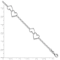 Sterling Silver Rhodium-plated Heart Bracelet