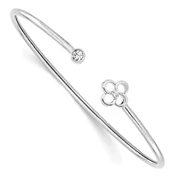 Lab Created 1/6 ct. t.w. Grown Diamond VS/SI+ G+ Floral Flexible Cuff Bangle 14K Gold