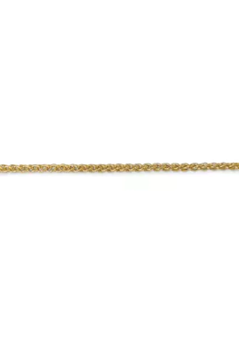 14K Yellow Gold Adjustable 1.6 Millimeter Semi Solid Spiga Chain