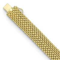 14K Yellow Gold 15mm Mesh 7.5 Inch Bracelet