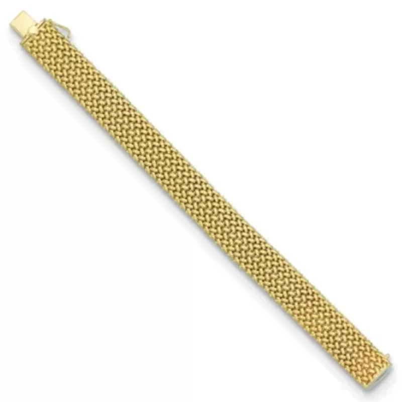14K Yellow Gold 15mm Mesh 7.5 Inch Bracelet