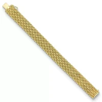 14K Yellow Gold 15mm Mesh 7.5 Inch Bracelet