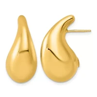 14K Yellow Gold Polished Puffed Teardrop Post Earrings