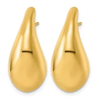 14K Yellow Gold Polished Puffed Teardrop Post Earrings