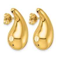 14K Yellow Gold Polished Puffed Teardrop Post Earrings