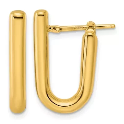 14K Yellow Gold Polished 3.5mm U-Shape Hoop Earrings