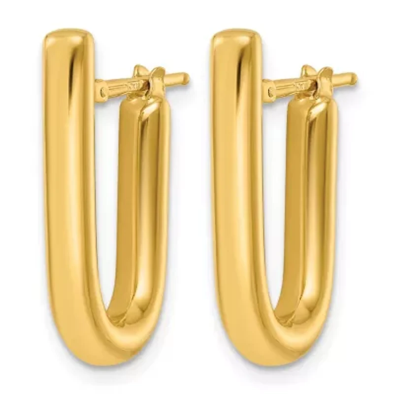 14K Yellow Gold Polished 3.5mm U-Shape Hoop Earrings