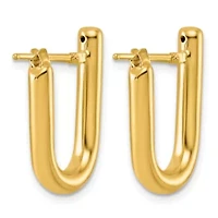 14K Yellow Gold Polished 3.5mm U-Shape Hoop Earrings