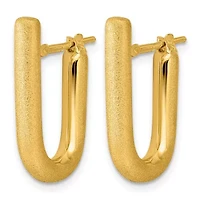 14K Yellow Gold Polished and Satin 3.5mm U-Shape Hoop Earrings