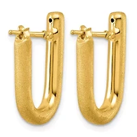 14K Yellow Gold Polished and Satin 3.5mm U-Shape Hoop Earrings