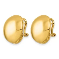 14K Yellow Gold Polished Curved Disc Omega Back Earrings