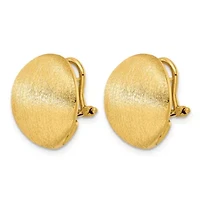 14K Yellow Gold Polished and Brushed Curved Disc Omega Back Earrings