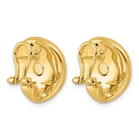 14K Yellow Gold Polished and Brushed Curved Disc Omega Back Earrings