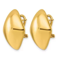 14K Yellow Gold Polished Puffed Kite Omega Back Earrings