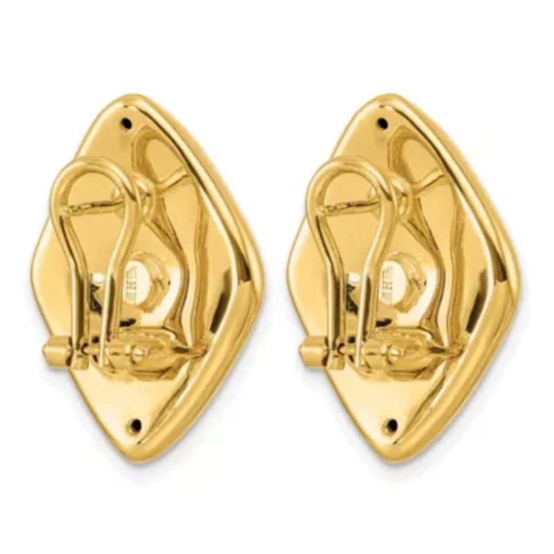 14K Yellow Gold Polished Puffed Kite Omega Back Earrings