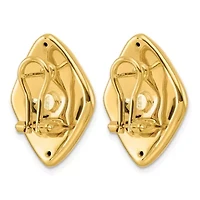 14K Yellow Gold Polished Puffed Kite Omega Back Earrings
