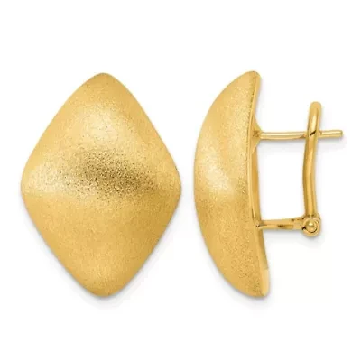 14K Yellow Gold Polished and Satin Puffed Kite Omega Back Earrings