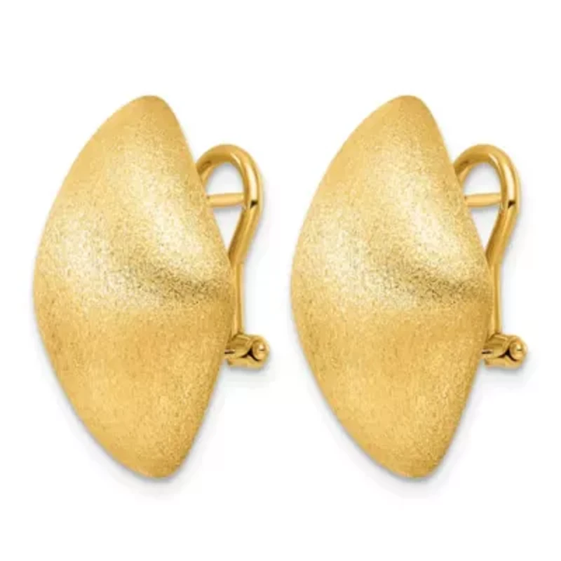 14K Yellow Gold Polished and Satin Puffed Kite Omega Back Earrings