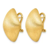 14K Yellow Gold Polished and Satin Puffed Kite Omega Back Earrings