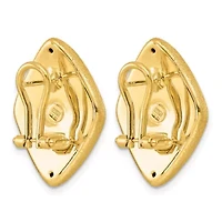 14K Yellow Gold Polished and Satin Puffed Kite Omega Back Earrings