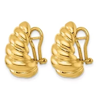14K Yellow Gold Polished Twisted Crescent Omega Back Earrings