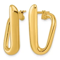 14K Yellow Gold Polished Offset Oval Hoop Earrings