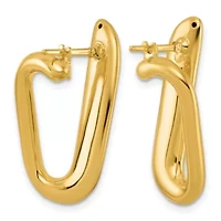 14K Yellow Gold Polished Offset Oval Hoop Earrings