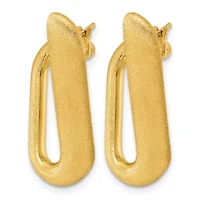 14K Yellow Gold Polished and Satin Offset Oval Hoop Earrings