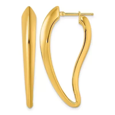 14K Yellow Gold Polished Tapered Knife Edge Hoop Earrings