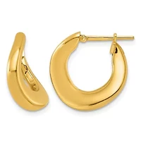14K Yellow Gold Polished Round Twist Hoop Earrings
