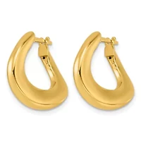 14K Yellow Gold Polished Round Twist Hoop Earrings
