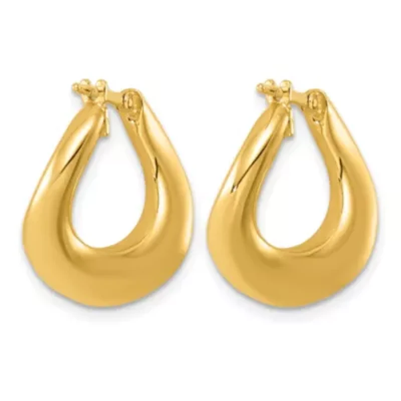 14K Yellow Gold Polished Round Twist Hoop Earrings