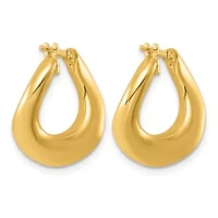 14K Yellow Gold Polished Round Twist Hoop Earrings
