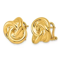 14K Yellow Gold Polished Love Knot Omega Back Earrings