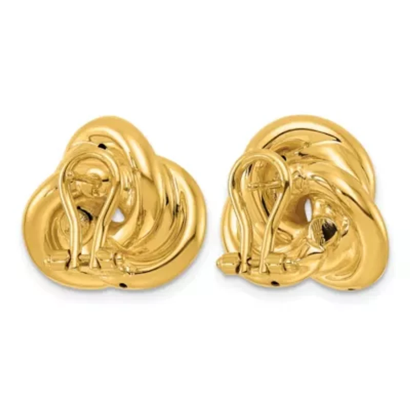 14K Yellow Gold Polished Love Knot Omega Back Earrings