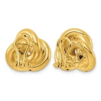 14K Yellow Gold Polished Love Knot Omega Back Earrings