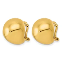 14K Yellow Gold Polished Puffed Button Omega Back Post Earrings