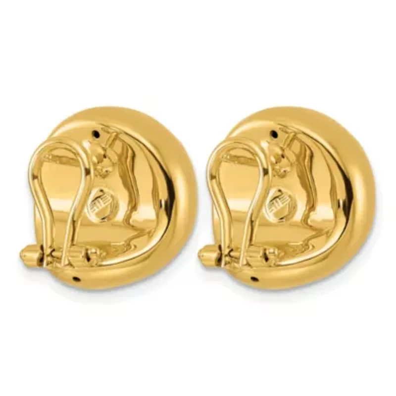 14K Yellow Gold Polished Puffed Button Omega Back Post Earrings