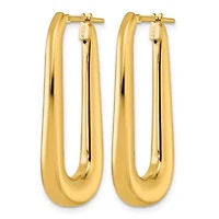 14K Yellow Gold Polished Tapered Oval Hoop Earrings