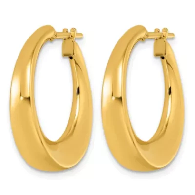 14K Yellow Gold Polished Graduated Hoop Earrings