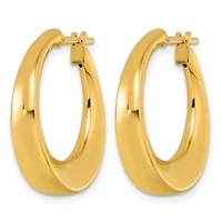 14K Yellow Gold Polished Graduated Hoop Earrings