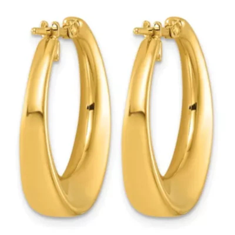 14K Yellow Gold Polished Graduated Hoop Earrings