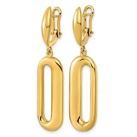 14K Yellow Gold Polished Asymmetrical Oval Dangle Omega Back Earrings