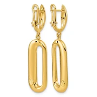 14K Yellow Gold Polished Asymmetrical Oval Dangle Omega Back Earrings