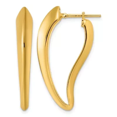 14K Yellow Gold Polished Tapered Knife Edge Hoop Earrings