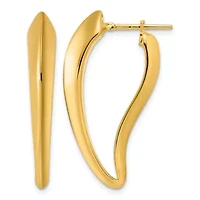 14K Yellow Gold Polished Tapered Knife Edge Hoop Earrings