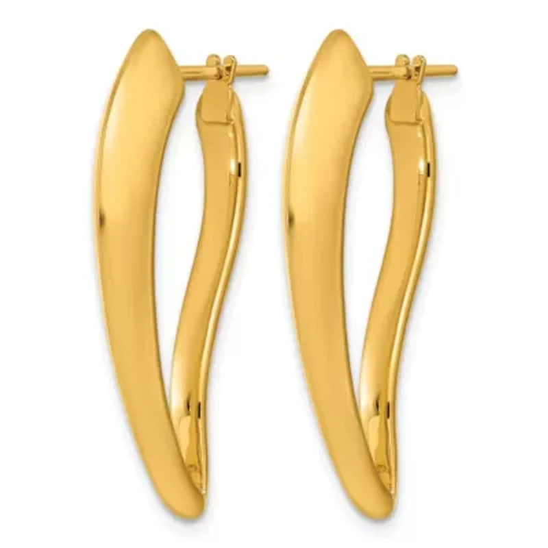 14K Yellow Gold Polished Tapered Knife Edge Hoop Earrings
