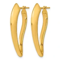 14K Yellow Gold Polished Tapered Knife Edge Hoop Earrings