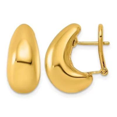 14K Yellow Gold Polished Tapered Teardrop Omega Back Earrings