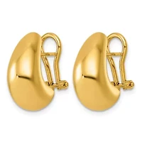 14K Yellow Gold Polished Tapered Teardrop Omega Back Earrings